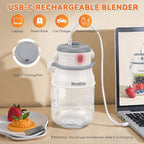 Portable Blender Personal Juicer for Shakes and Smoothies - 27 OZ Electric Protein Shaker Bottle with Insulated Sleeve, Travel Lid, USB-C Rechargeable - Mini Small Blender Cup for Kitchen, Office, Gym
