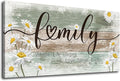 Canvas Wall Art Family Where Life Begins and Love Never Ends Inspirational Pictures Living Room Sign Wall Decor Rustic Farmhouse Motivational Canvas Prints Vintage Wooden Board Daisy Artwork 20 "x40 "