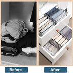 KesaPlan 2Pcs Wardrobe Clothes Organizer, 9Grids Visible Foldable Closet Organizers, Compartment Storage Box with Mesh Separation, Washable Drawer Dividers Organizers for T-Shirt & Shirts (Shirts)