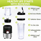 Smoothie Blender,1000W Max Blenders for Shakes and Smoothies in Kitchen, With Two Portable Bottle and Spout Lids(1 * 27oz&1 * 6.7oz),Coffee Grinder, 3 Modes Nutritional Recipe Blender,Black