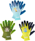 PACIFIC PPE 3 Pairs Kids Gardening Gloves for Age 3-6, Toddler Rubber Coated Garden Gloves, Kids Work Gloves, for Children, Boys and Girls, Multicolor, XXXS