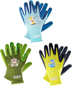 PACIFIC PPE 3 Pairs Kids Gardening Gloves for Age 3-6, Toddler Rubber Coated Garden Gloves, Kids Work Gloves, for Children, Boys and Girls, Multicolor, XXXS