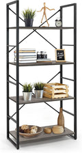 CAPHAUS 4 Tier Bookshelf, 24 Inch Width Free Standing Shelf, Bookcase Shelf Storage Organizer, Industrial Book Shelves for Home Office, Living Room, Kitchen, Dark Grey Vintage Shelves & Metal Frame