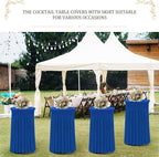 Cocktail Table Covers - 2 Pack 32"x 43" Royal Blue Cocktail Table Tablecloth with Natural Wavy Round Table Skirt Fitted High Top Table for Bar Wedding Party Banquet