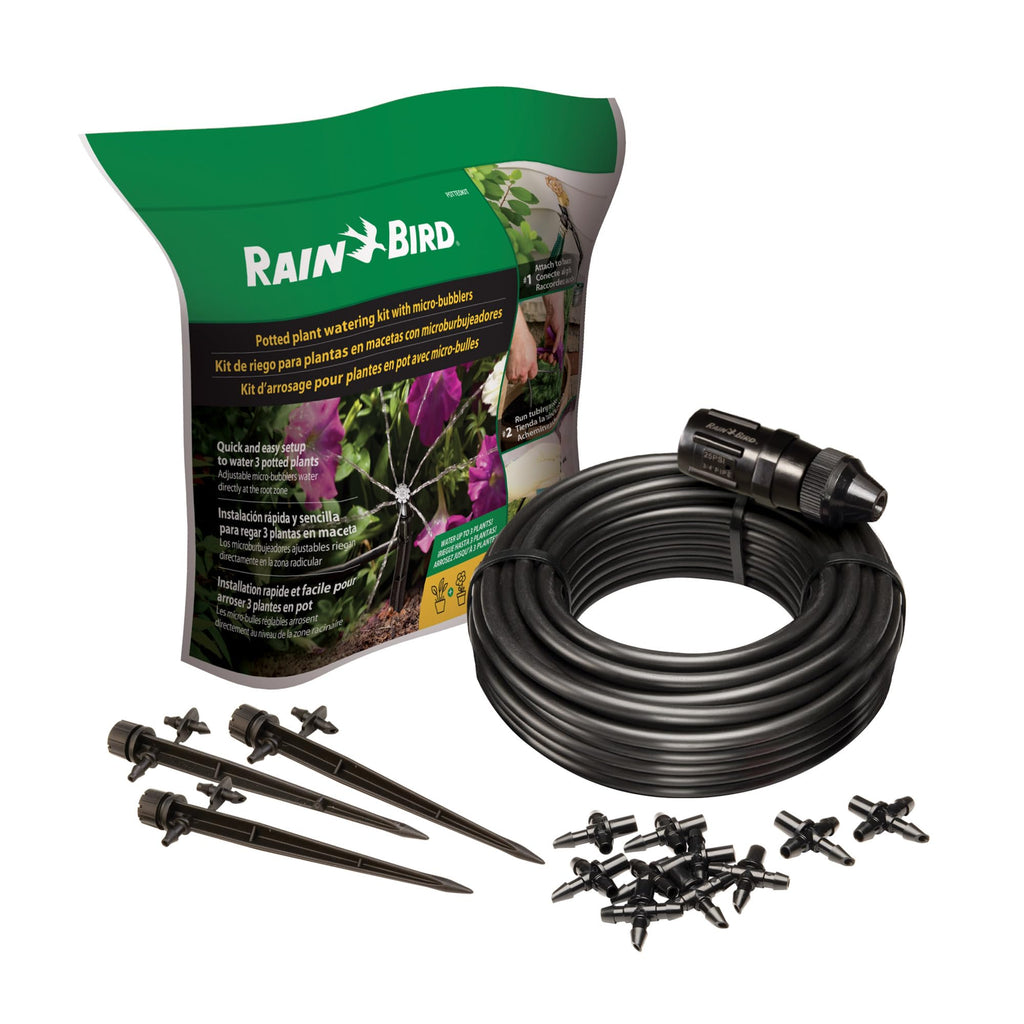Rain Bird POTTEDKIT Drip Irrigation Kit, Full Circle, 1/4"