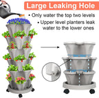 Vertical Planter 6 Tier Stackable Planters Garden Planters Strawberry Herb Flower and Vegetable Planter Indoor Outdoor Gardening Pots with Removable Wheels and Tools