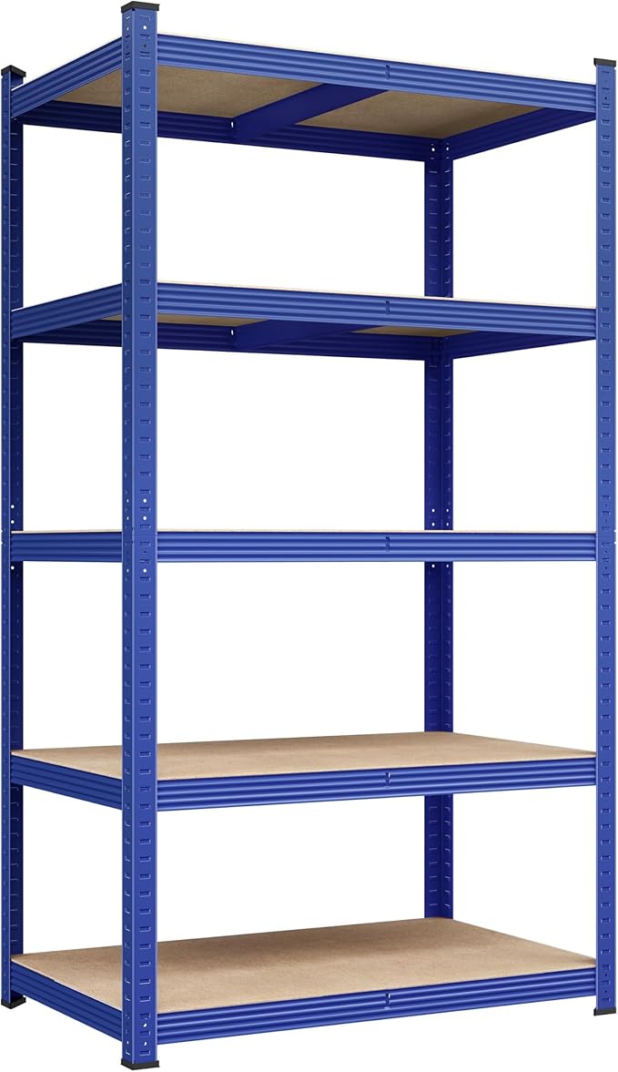 Yaheetech Standing Shelf Units, 5 Tier Storage Shelf, Heavy Duty Shelving, Adjustable Garage Shelves, Utility Rack Shelf Unit, Basement Warehouse Shed, 35.5″L × 16″W × 71″H - Blue