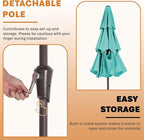 JEAREY 9FT 3 Tier Patio Umbrella Outdoor Market Umbrella Table Umbrellas with 8 Ribs 1.5 Pole Push Button Tilt and Crank UV Protection for Garden,Peacock Blue