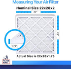 Filter King 22x26x2 Air Filter | 4-PACK | MERV 8 HVAC Pleated A/C Furnace Filters | MADE IN USA | Actual Size: 22 x 26 x 1.75"