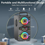 Portable Bluetooth Speakers 60W Big Powerful Wireless Loud Stereo Bass Sound Boombox Home Party Speaker with Subwoofer, FM Radio, LED Colorful Lights