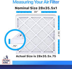 Filter King 28x35.5x1 Air Filter | 4-PACK | MERV 8 HVAC Pleated A/C Furnace Filters | MADE IN USA | Actual Size: 28 x 35.5 x .75"