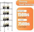 BestOffice 5 Tier Garage Shelving Heavy Duty Metal Shelves 17”D x 12”W x 48”H Easy Assemble Storage Shelves NSF Certified Wire Shelving with Leveling Feet for Garage Home Office, Chrome