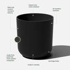 Veradek Round Black Plastic Planter Pots for Indoor/Outdoor Garden Use, with Drainage Holes, Suitable for Small to Large Succulent Plants, Flowers, Modern Interior Plants
