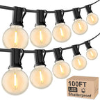 RTTY Outdoor String Lights 100 FT Globe LED Patio Lights with G40 Plastic Bulbs,Waterproof Shatterproof Dimmable Connectable Hanging for Backyard Porch Balcony Party Cafe Deck Decor