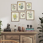 Rustic Modern French Country Cottagecore Wall Art - Watercolor Vintage Flower Poster Print - Primitive Green Magnolia Leaves Pictures Gallery Gift - Farmhouse Plant Botanical Floral Kitchen Room Décor