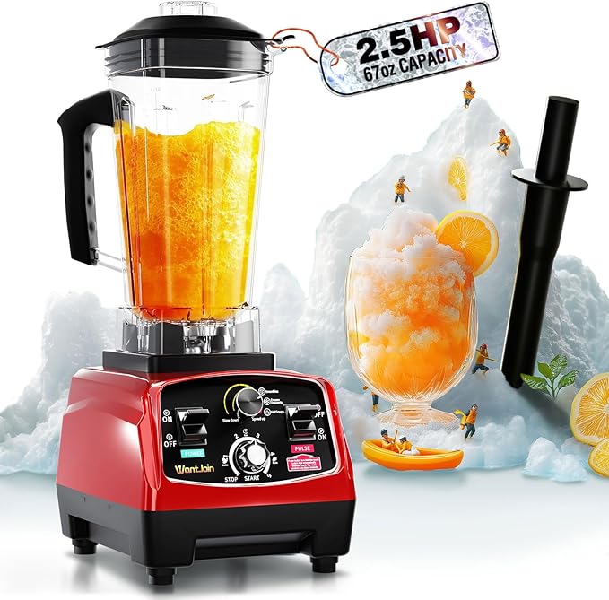 WantJoin Commercial Blender - 68oz Large Capacity Professional Blenders for Kitchen Smoothie Blender w/Powerful 2.5 HP Motor, 15 Speeds, 1-5min Timer, 30000 RPM, High Speed for Catering &Home