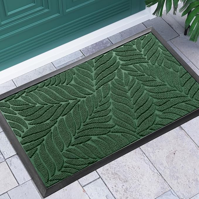 Yimobra Spring Door Mat, All-Season Waterproof Indoor Outdoor Welcome Mats for Front Door, All-Weather Non-Slip Doormat, Low Profile, Patio Porch, 29.5x17, Green