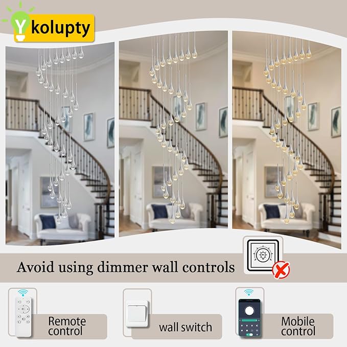 150in High Ceiling Chandelier for Foyer Entrance 36-Light Crystal Silver Chandelier Light Fixture Large Ceiling Light for Living Room Staircase Hallway Dining Room
