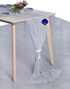 MDS Halloween Chiffon Table Runner - 5 Pack, 29 x 170 Inches, 14ft Each - Sheer Spooky Table Runners for Haunted House Parties, Trick-or-Treat Tables, Witchy Décor, Wedding & Events - Cool Gray
