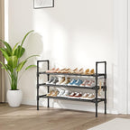 3 Tier Shoe Rack, Shoe Organizer Storage for 16-20 Pair Boot and Sneaker, Stackable Free Standing Shoe Shelf with Hooks and Side Pocket, Space Saving Shoes Rack for Closet, Entryway