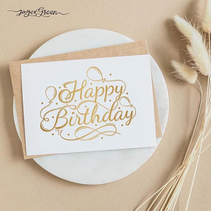 50 Pack 5x7 Birthday Cards, White Blank Happy Birthday Cards Bulk, Thick Folded Heavy Card Stock Paper for Greeting Cards, Thank You Notes, Envelopes, Card Making Supplies (Cards Only)