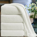 Ultra Soft Bath Towel Set of 4, Beige Extra Large Textured Microfiber Luxury Towels 35x70 in, Quick Dry, Highly Absorbent, Fluffy, Oversized, for Bathroom Shower Pool Hotel Beach