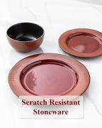 GBHOME Ceramic Dinnerware Sets,12 pcs Embossed Elegant Stoneware Plates and Bowls Sets, Housewarming Wedding Gift | Dishwasher & Microwave Safe | Dishes Set Service for 4
