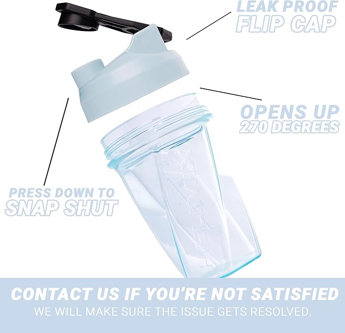 HELIMIX 1.5 Vortex Blender Shaker Bottle Holds upto 28oz | No Blending Ball or Whisk | USA Made | Portable Pre Workout Whey Protein Drink Shaker Cup | Mixes Cocktails Smoothies Shakes | Top Rack Safe