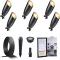 Black Brass Low Voltage Landscape Spotlights(6-Pack) Kit 12V LED with Low Voltage Transformer 150W & Mechanical Timer & 100FT Wire & 30Pack Connectors for Outdoor House Garden Patio