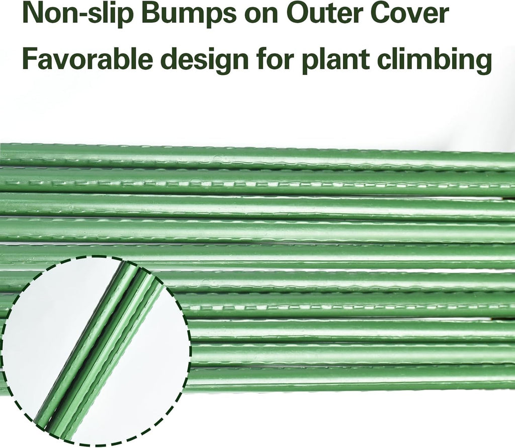 Garden Stakes 4ft, Metal Plant Stakes 48 inch, Sturdy Plant Support for Climbing Plants, Tomatoes, Beans, Cucumbers, Peppers, Flowers, Potted, Strengthen and Stem to Grow Better