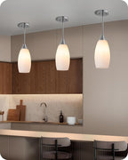 EDISHINE Pendant Light Fixture, Handcrafted Art Glass Hanging Light, Hardwired Ceiling Light, White Marble Glass Shade, Adjustable Brushed Nickel Rods, E26 Base, Pendant Lamp for Kitchen Bathroom Bar