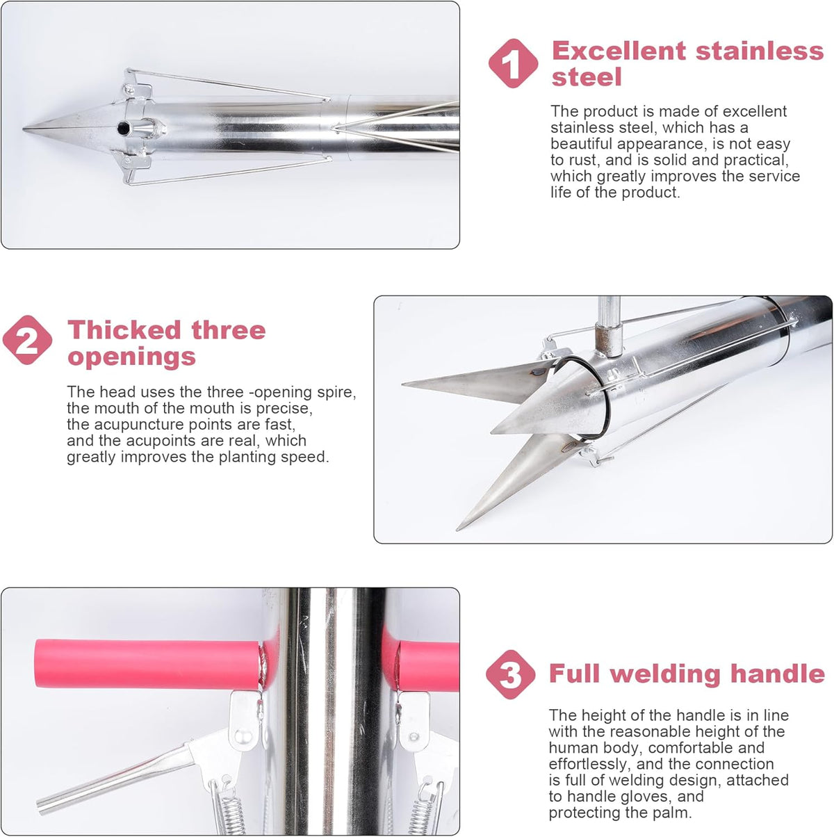 AIWFL Seedling Transplanter Long Handled Bulb Planter Tools Vegetable Young Plant Manual Plant Transplanter Stainless Steel Planting Garden Tools