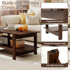 GOFLAME Wood Coffee Table with Storage, 2-Tier Irregular Center Table with Open Storage Shelf, Modern Accent Tea Table for Living Room, Home Office, Reception Room (Walnut)