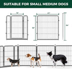 FXW Garden Fence Outdoor for The Yard – 32in(H) x 18.2ft(L) Heavy Duty Metal Animal Barrier for Dog and Rabbit, Decorative Dog Fence, 8 Panels, Silver
