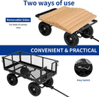 BILT HARD 400 lbs 10" Flat Free Tires Steel Garden Cart with 180° Rotating Handle and Removable Sides, 4 Cu.Ft Capacity Utility Heavy Duty Garden Carts and Wagons