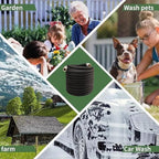Heavy Duty Premium Garden Hose 200ft x 3/4", 300PSI Working, 1000PSI Burst, Hybrid Rubber Water Hose with Transparent Swivel Handle - Hot/Cold Water - Five Layered Braiding with Brass fittings (Black)