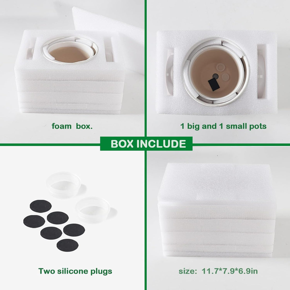Docrin Ceramic Plant Pots Indoor, 6.6 + 5.5 Inch Planters with Drainage Holes and Saucer for Home/Office - Set of 2 /White