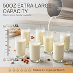 50oz Almond Milk Maker Machine (Built-in Filter) Make Plant Based Milk, Soup & Juice, 6-7 Cups Per Batch, 304 Stainless Steel, 5.3 lb, Automatic Cleaning, 8-IN-1 Nut Milk Maker for Soy & Oat (Silvery)