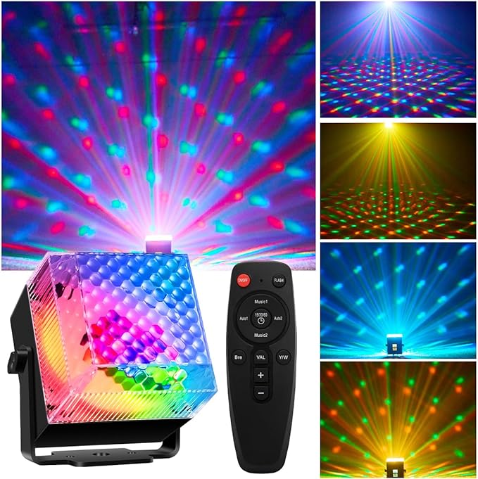 Sound Activated Party Lights Disco LED Light with Remote Control LED Strobe Mood Lighting for Home Room Dance Parties Christmas Halloween Birthday