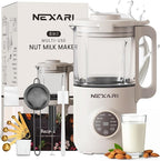 9 pcs Nexari 8-in-1 Nut Milk Maker Machine – 1.2L Stainless Steel & Glass | Almond, Oat, Soy, Coconut Machine | Blenders | Plant-Based Smoothie Blender, Milk Frother & Milkshake maker | Self-Cleaning