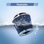 Universal Clamp On Air Intake Filter fits 3 In /3.5 In /4 In Three Different Size, Cone Air Intake Filter（Blue）