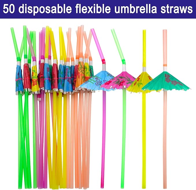 BLUE TOP Cocktail Picks&Umbrella Drink Straws Set-400pcs 4Inch Frill Picks+50pcs 9.5 Inch Drink Straw Umbrella,Cocktail Toothpicks & Straws for Fruit,Appetizers,Club Sandwiches,Drinks.