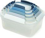 Joseph Joseph Nest Lock Plastic BPA Free Food Storage Container Set with Lockable Airtight Leakproof Lids, 10-Piece, Sky
