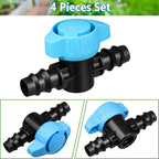 JAYEE Drip Irrigation Valve Tubing Fittings 1/2 inch, 4 Pcs Barbed Switch Valves Drip Line Parts For 1/2 Inch Drip Irrigation Tubing (.570-.620" ID), Shut Off On Water Flow For Sprinkler Systems