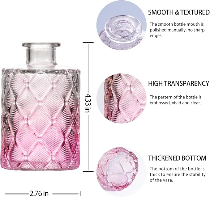 Ollieroo 24Pcs Glass Bud Vases Set, Small Pink Vases in Bulk for Flowers Arrangements, Floral Vintage Rustic Vase for Wedding Party Centerpiece Table Decorations, Entryways, Home
