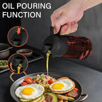 16oz Oil Dispenser Bottle for Kitchen - 2 in 1 Olive Oil Dispenser and Oil Sprayer - 470ml Olive Oil Bottle - Oil Sprayer for Cooking, Kitchen, Salad, Barbecue Black (Wine red with black lid)