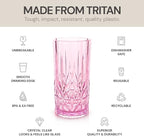 BELLAFORTE Shatterproof Tritan Tall Tumbler, Set of 4, 18oz - Myrtle Beach Drinking Glasses - Unbreakable Plastic Drinking Glasses for Gifting, Parties, New Year - BPA Free - Dishwasher Safe - Pink