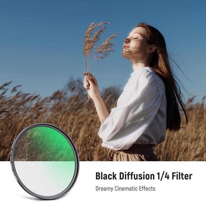 NEEWER 58mm Black Diffusion 1/4 Filter Dreamy Soft Cinematic Effect Filter Ultra Slim Water Repellent Scratch Resistant Optical Glass Multiple Nano Coatings for Video/Vlog/Portrait Photography