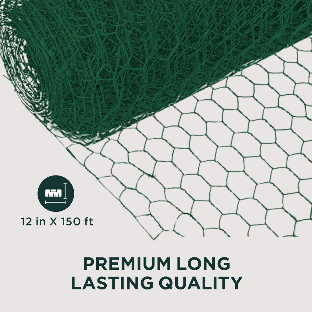 SLS SUPPLY FLORA - Green Florist Netting, Customizable Floral Wire, Steel Wire Mesh Roll, Versatile and Durable Garden Netting, Essential Floral Arrangement Supplies, 12 inches x 150 feet