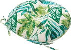 Bistro Chair Cushions 15 inch,Set of 2,Tufted Tropical Round Chair Cushions with Ties,15"x15"x4",Water Resistant Round Seat Cushion for Barstool,Patio Garden Kitchen Outdoor Furniture(Palm Leaf)